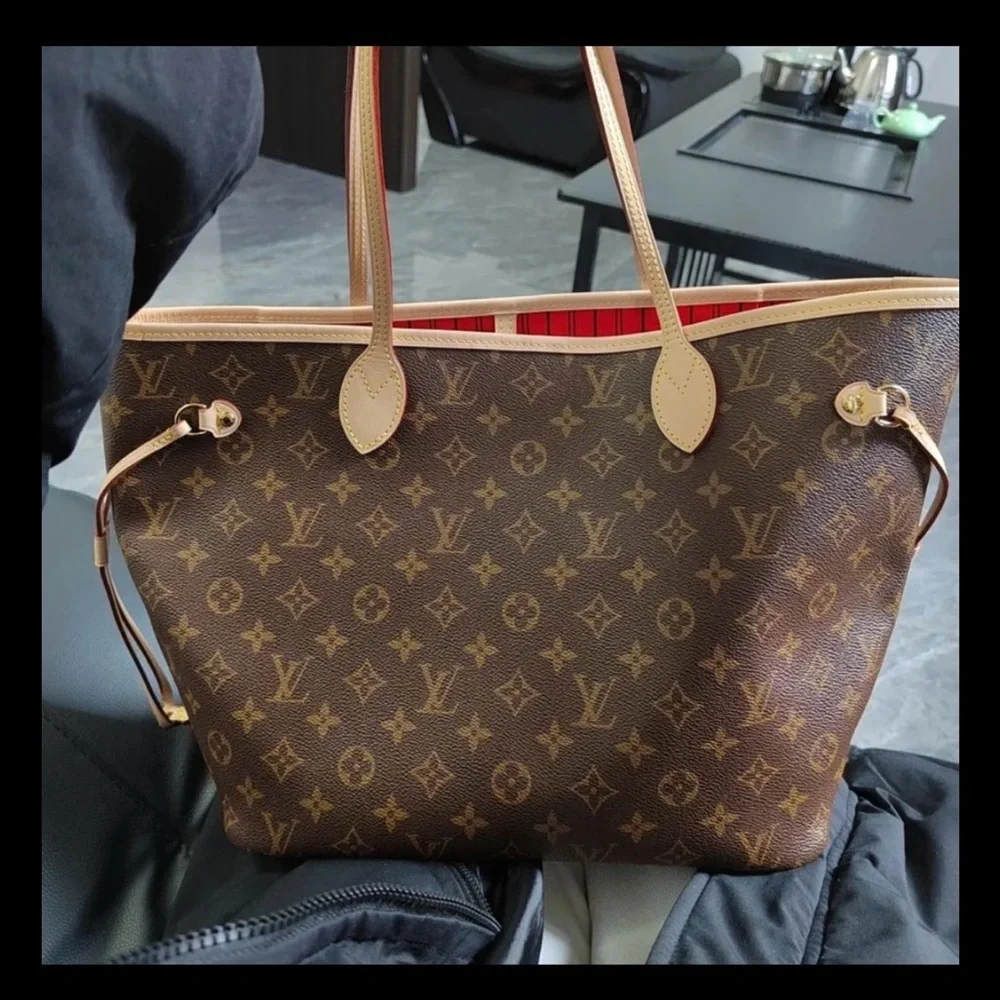 Brown Monogram Tote with Red Interior - Picture 2 of 5